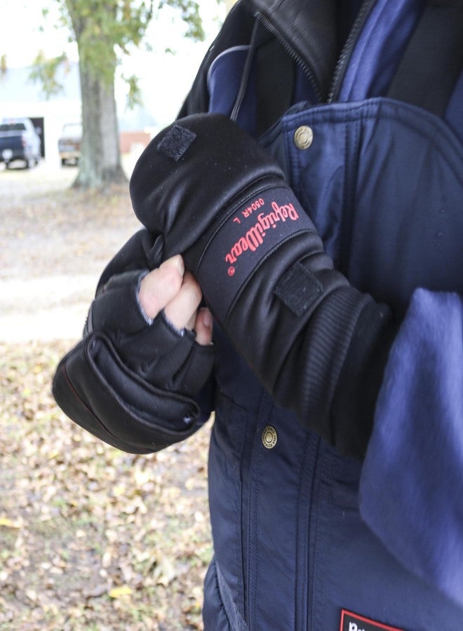 RefrigiWear Fleece Lined Fiberfill Insulated Softshell Convertible Mitten Gloves (Black, 2XL) - Image 4